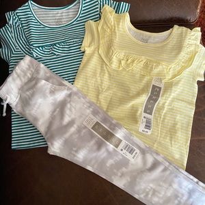 Girls size 3T new short sleeve pull over shirts and pant
